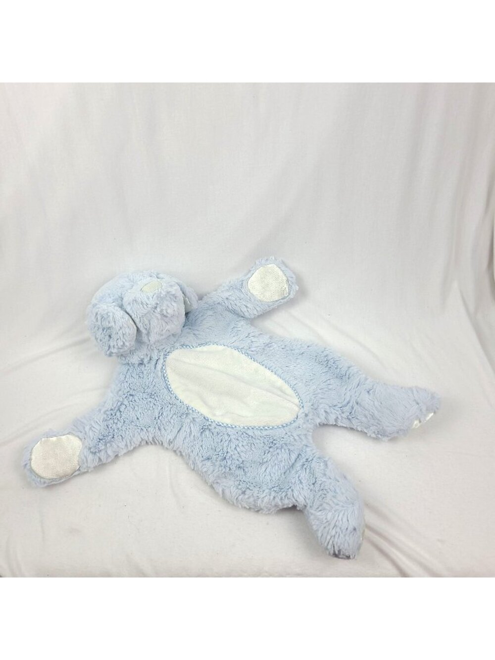 Douglas Baby Sshlumpie Flat Blanket Puppy Dog Blue Satin Tummy Paws Lovey